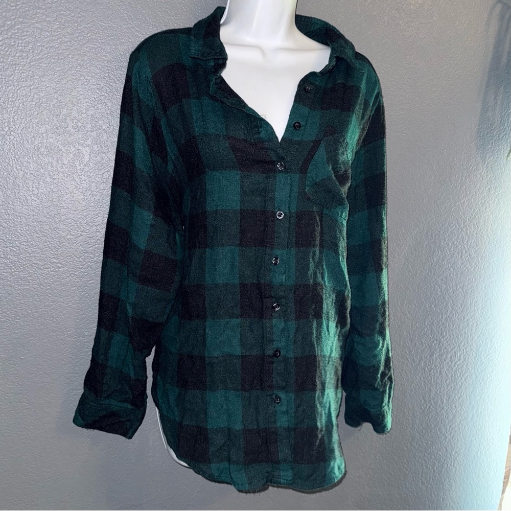 Torrid Green Gingham Soft Spring Long Sleeve Flannel Shirt Womens Large XL 1X - Picture 4 of 7